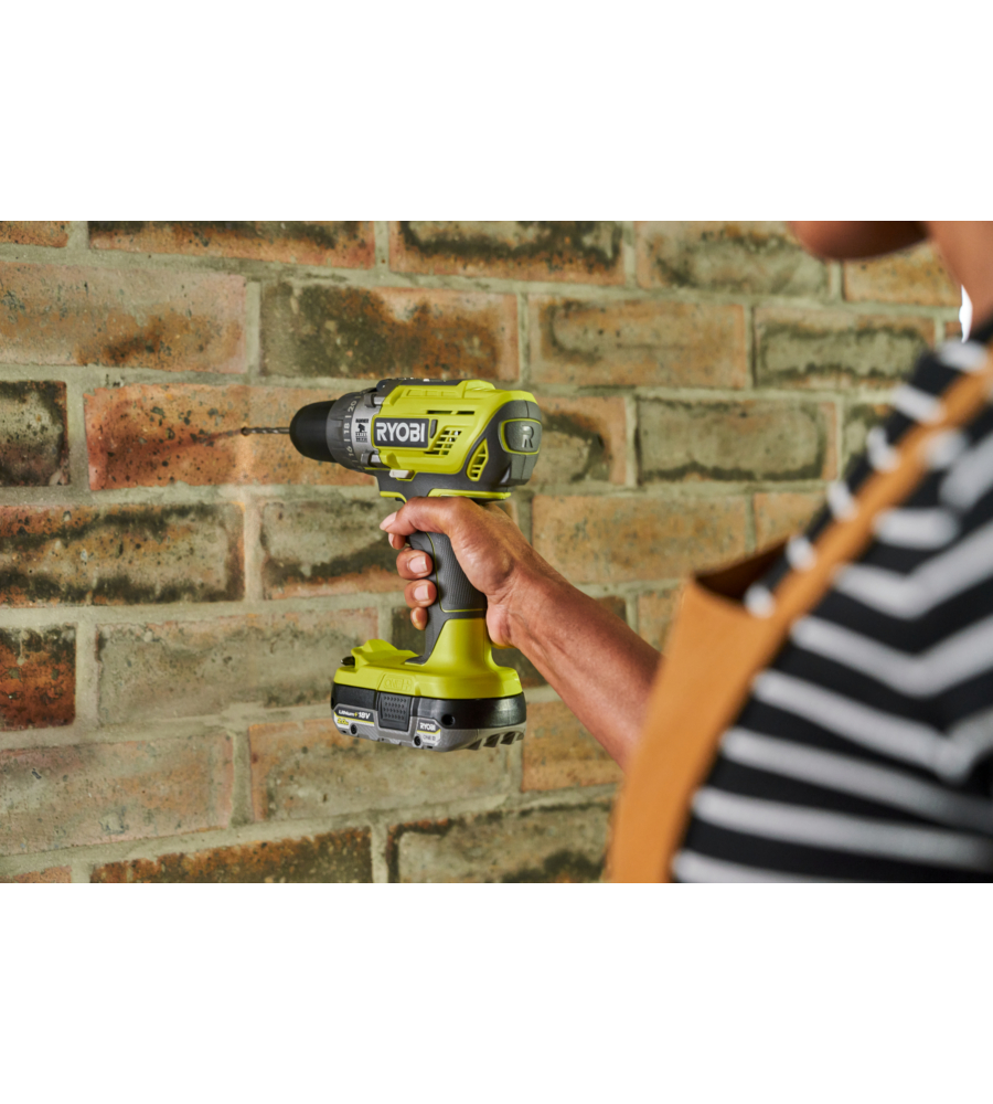 Kit trapano a percussione a batteria ryobi "r18pd3-140sa" con set punte 18v 4ah e caricabatterie