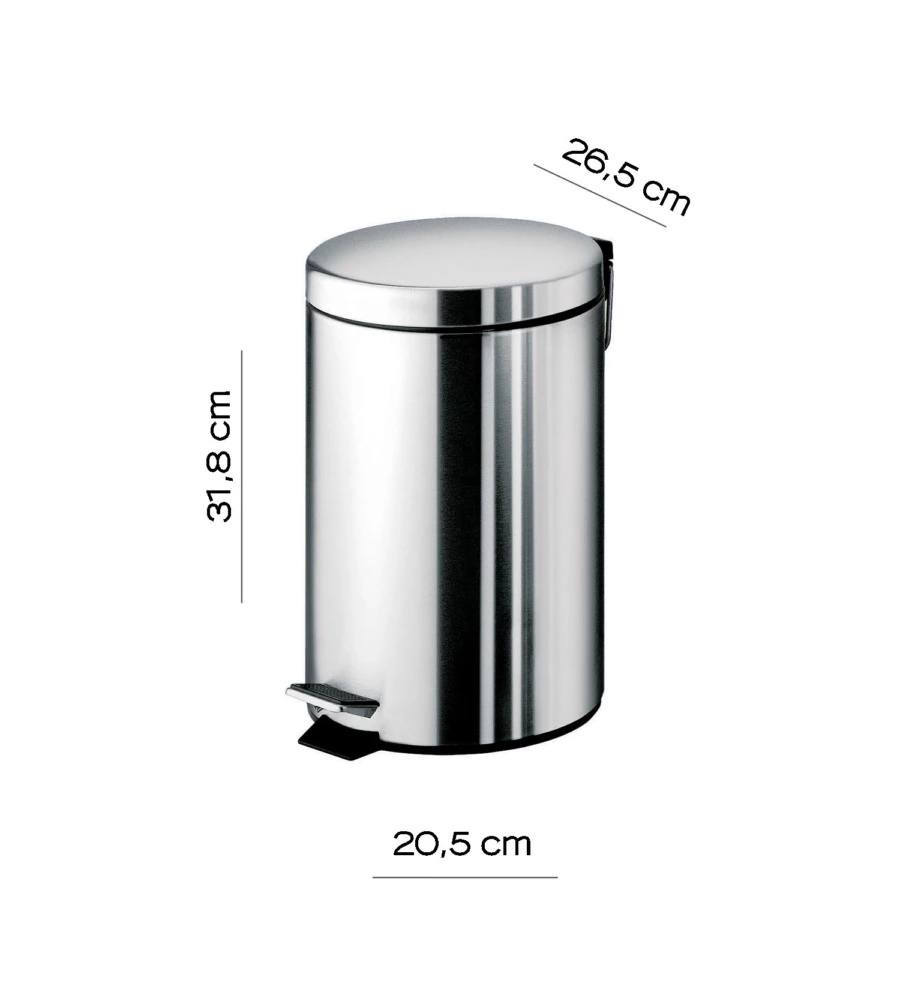 Portarifiuti gedy 'argenta' cromato in acciaio 31,8x20,5x26,5 cm