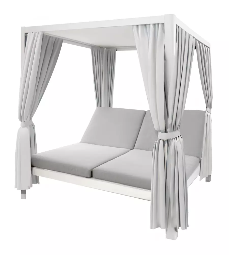 Pergola con sunlounge doppio riviera "tulipano" bianco e grigio 205x166x200 cm