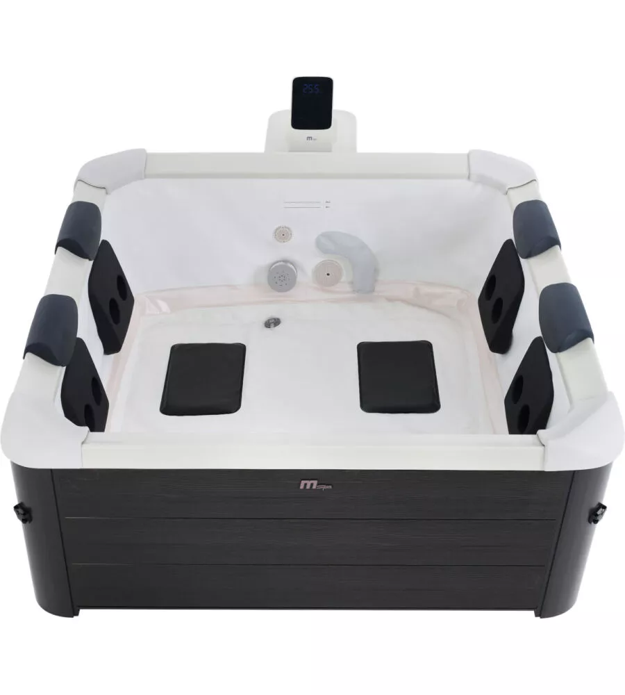 Piscina idromassaggio spa riviera "oslo plus" in pvc grigio scuro effetto legno 180x180x65 cm