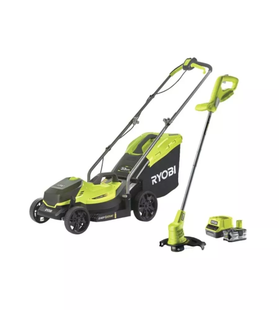 Kit tagliaerba e tagliabordi a batteria ryobi "rlm1833blt1825m" taglio 33cm 18v, batteria 4ah inclusa