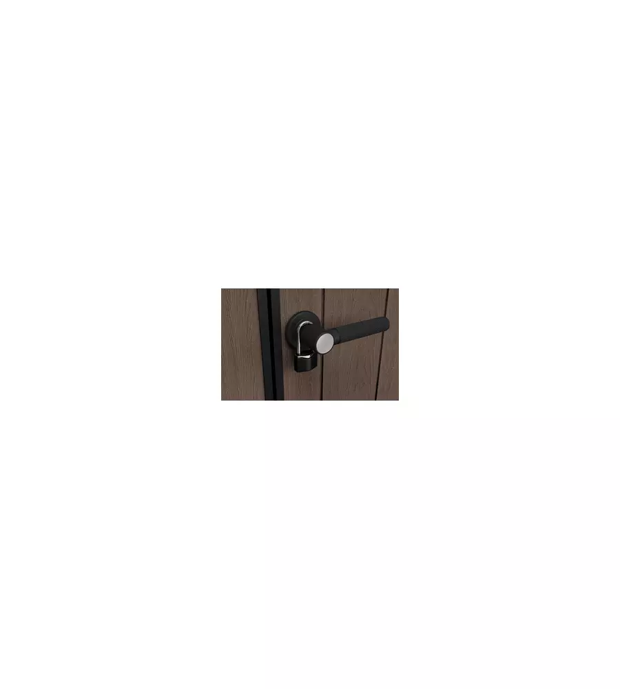 Casetta da giardino keter "newton+ 757/775" in resina marrone doppia opzione montaggio 230x223,8x246 cm
