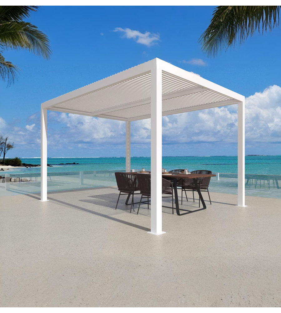 Pergola bioclimatica da esterno "artemide" in alluminio bianco 3x4 m