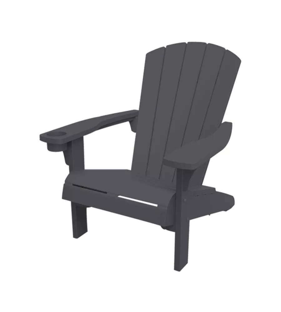 Poltrona da esterno keter "alpine adirondack" in polipropilene grafite effetto legno 80,5x95,5x93 cm