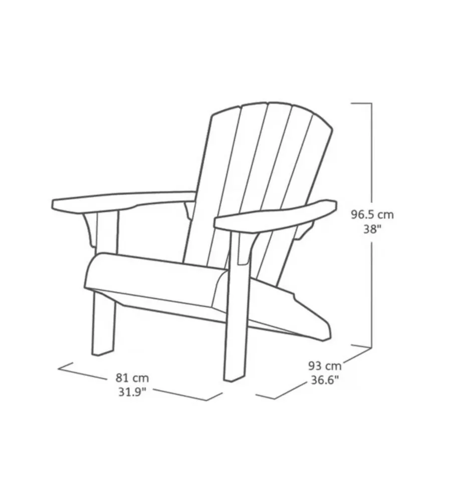Poltrona da esterno keter 'alpine adirondack' in polipropilene grafite effetto legno 80,5x95,5x93 cm