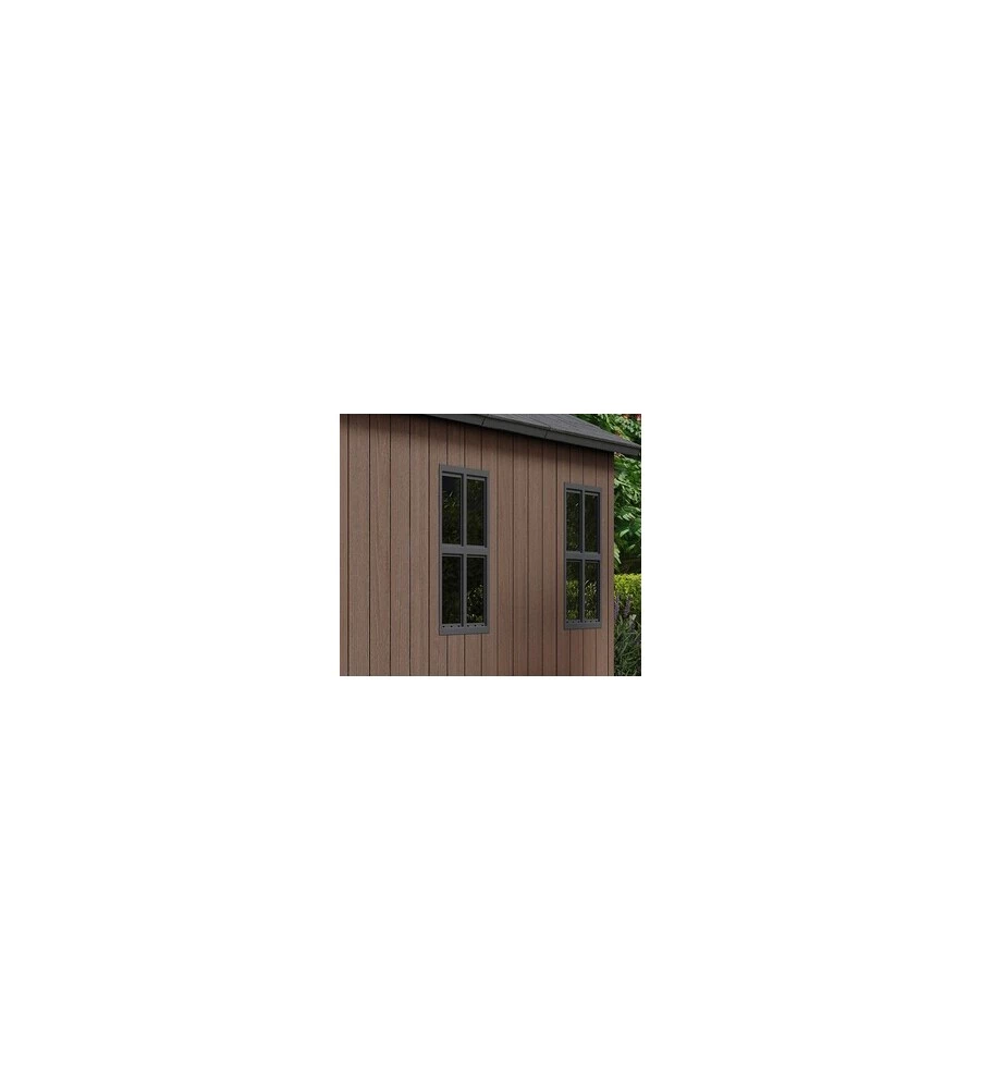 Casetta da giardino keter "newton+ 7513/1375" in resina marrone doppia opzione montaggio 413x230x246 cm
