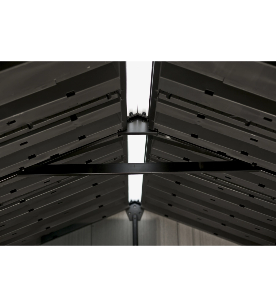 Casetta da giardino keter "newton+ 7513/1375" in resina marrone doppia opzione montaggio 413x230x246 cm