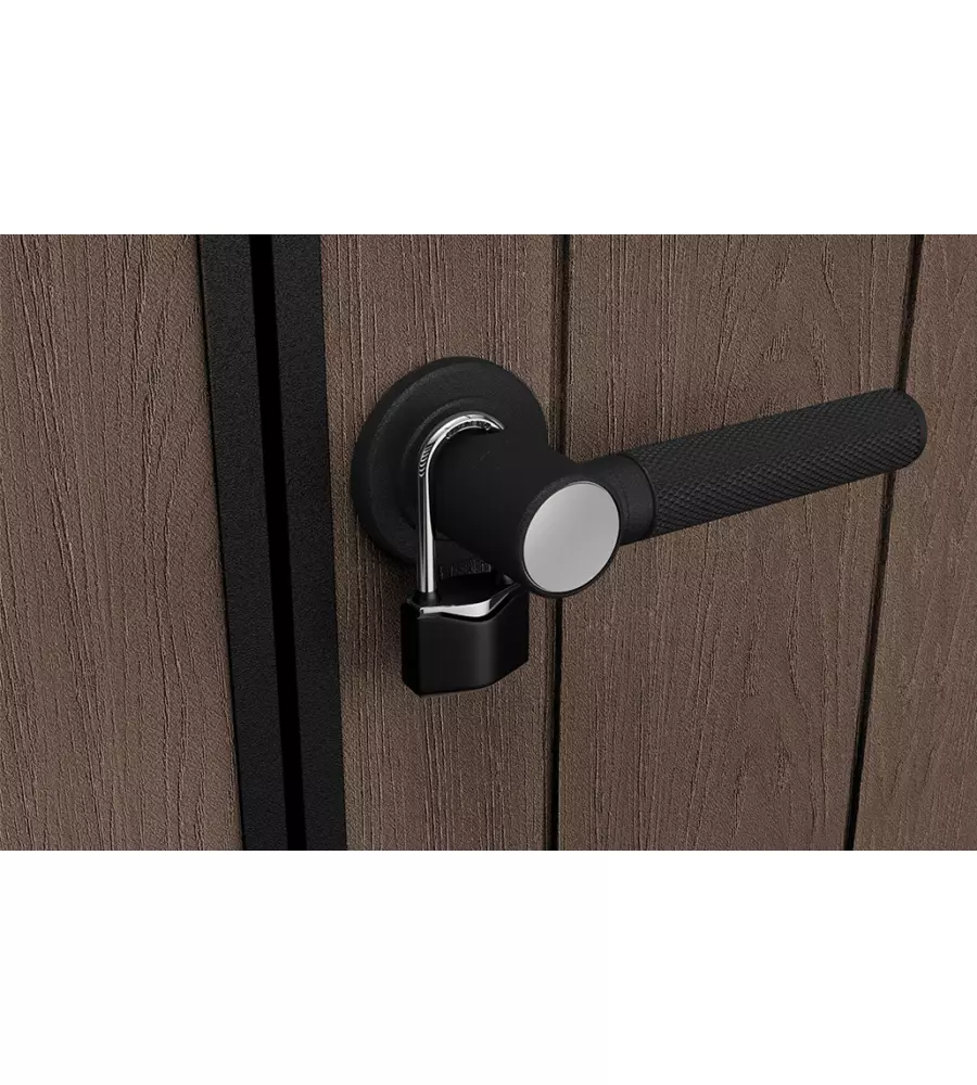 Casetta da giardino keter "newton+ 7513/1375" in resina marrone doppia opzione montaggio 413x230x246 cm