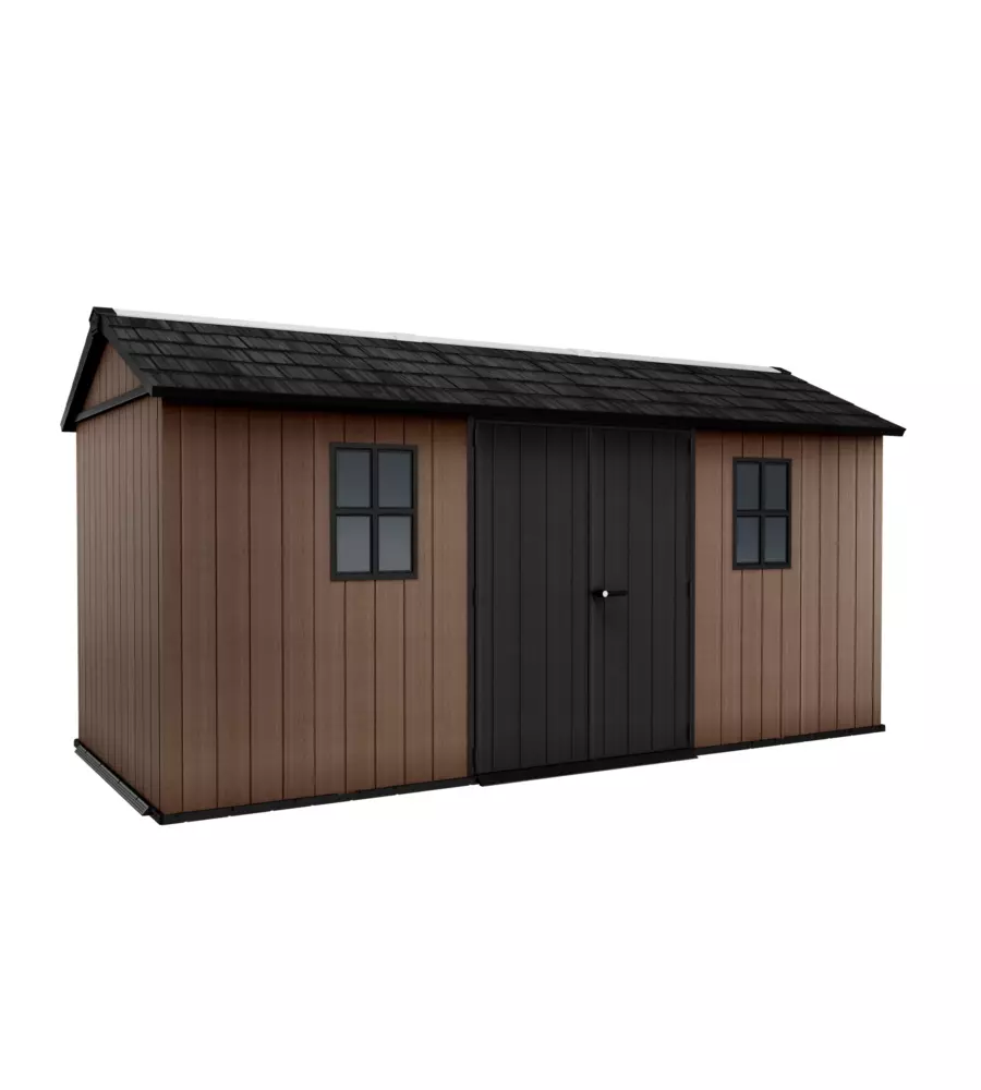 Casetta da giardino keter "newton+ 7515/1575" in resina marrone doppia opzione montaggio 476x230x246 cm
