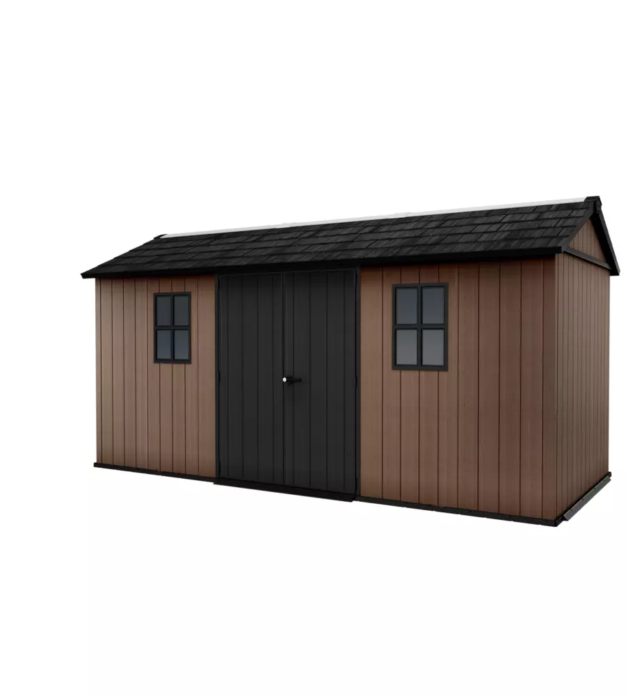 Casetta da giardino keter "newton+ 7515/1575" in resina marrone doppia opzione montaggio 476x230x246 cm