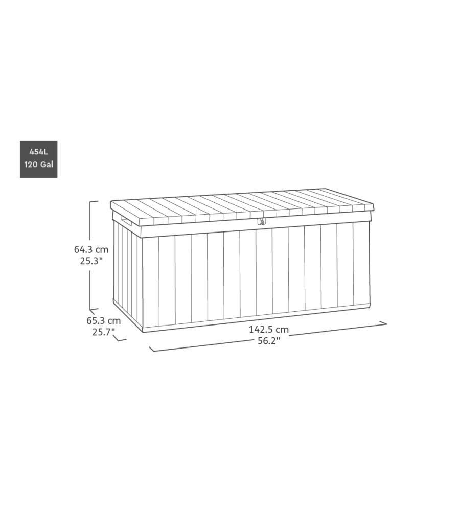 Baule keter 'darwin 120g' in resina verde 142,5x65,3x64,3 cm