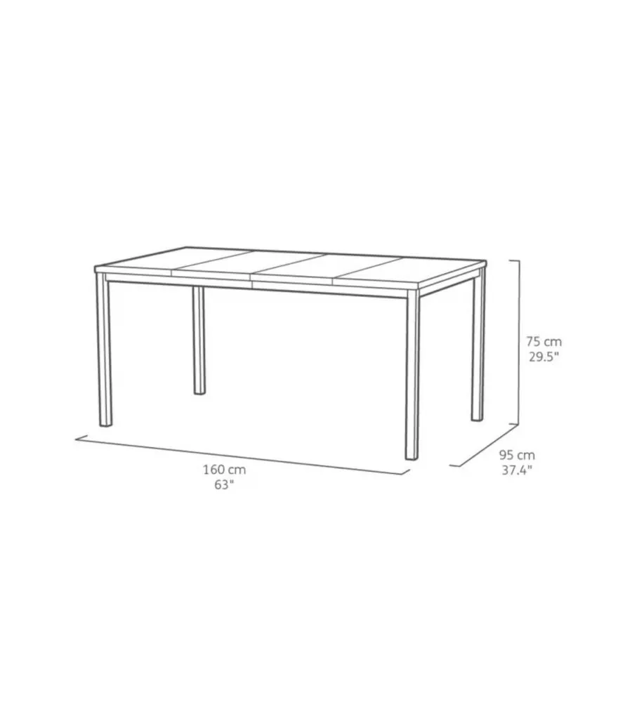 Tavolo da esterno keter 'porto 160' in metallo bianco e piano effetto legno frassino 159x95x75 cm