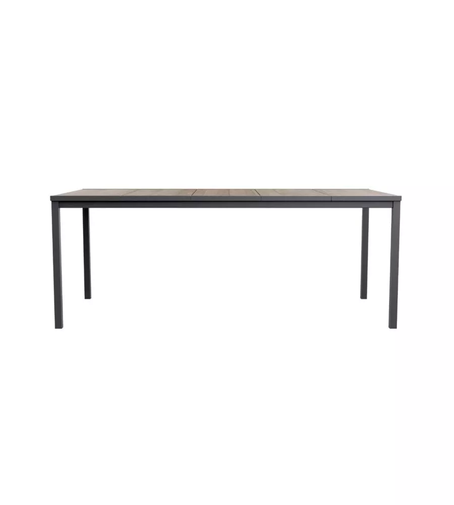 Tavolo da esterno keter "porto 200" in metallo grafite e piano effetto legno frassino 200x95x75 cm
