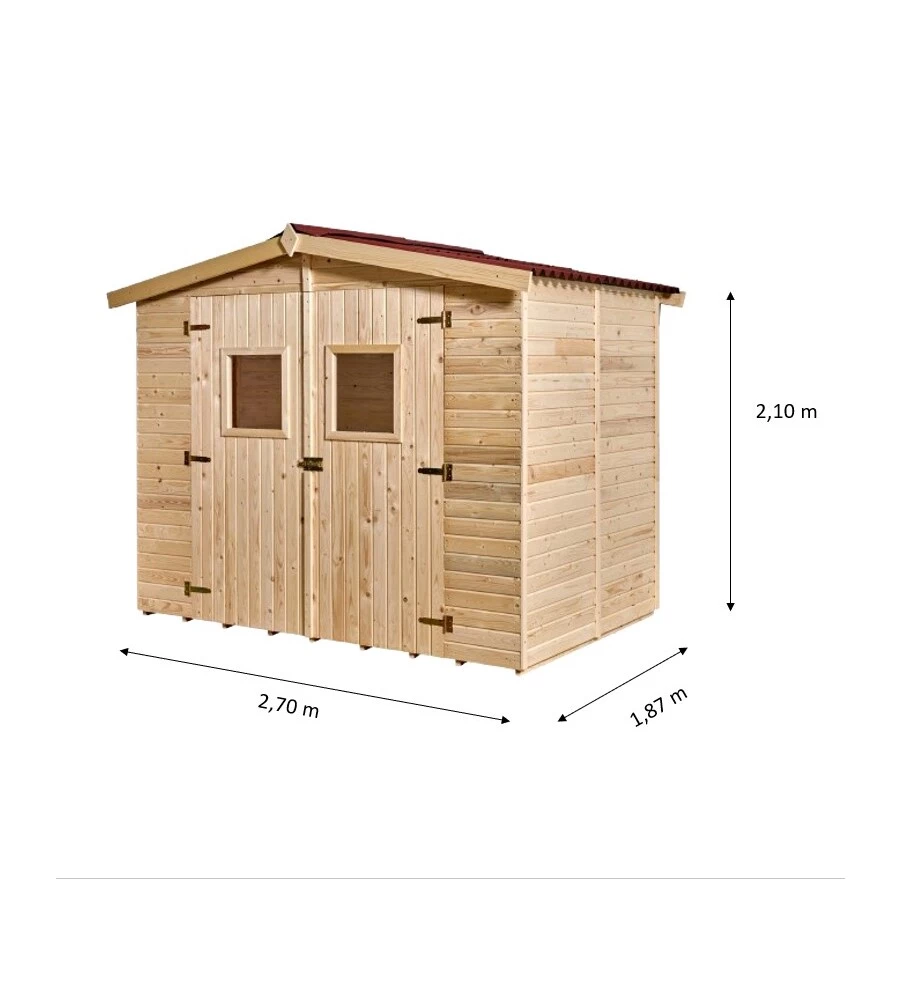 Casetta in legno da giardino habrita 'eden' in abete rosso massiccio 270x187x210 cm