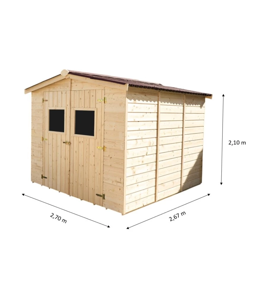 Casetta in legno da giardino habrita 'eden' in abete massello 270x267x210 cm