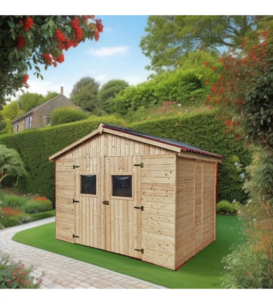 Casetta in legno da giardino habrita "eden" in abete rosso massiccio 300x220x226 cm