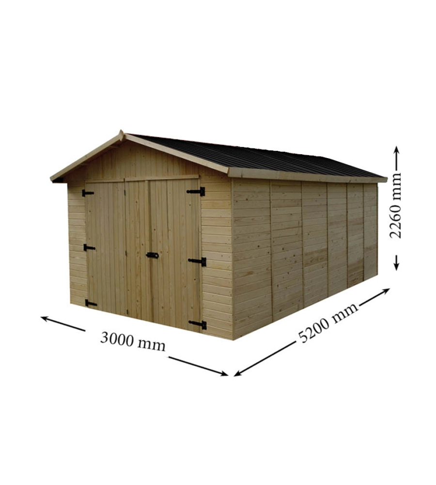 Garage in legno habrita 'ed 2848 n' in abete 300x520x226 cm