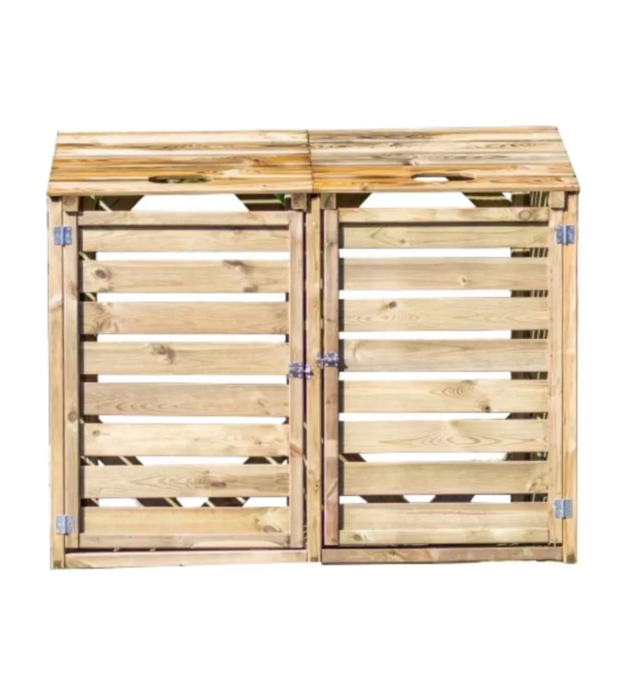 Copribidoni spazzatura habrita "cp 15090" in pino silvestre 150x90x120 cm