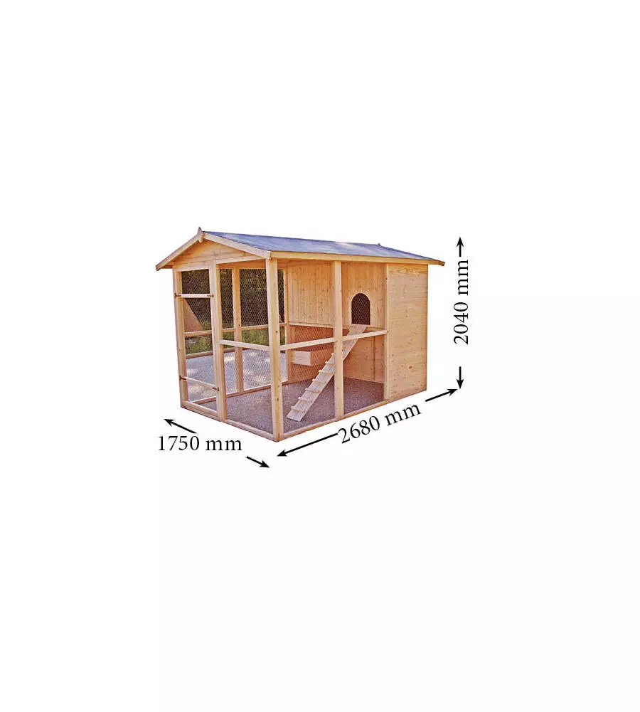 Casetta pollaio per galline in legno habrita 'po 1624' 175x268x204 cm