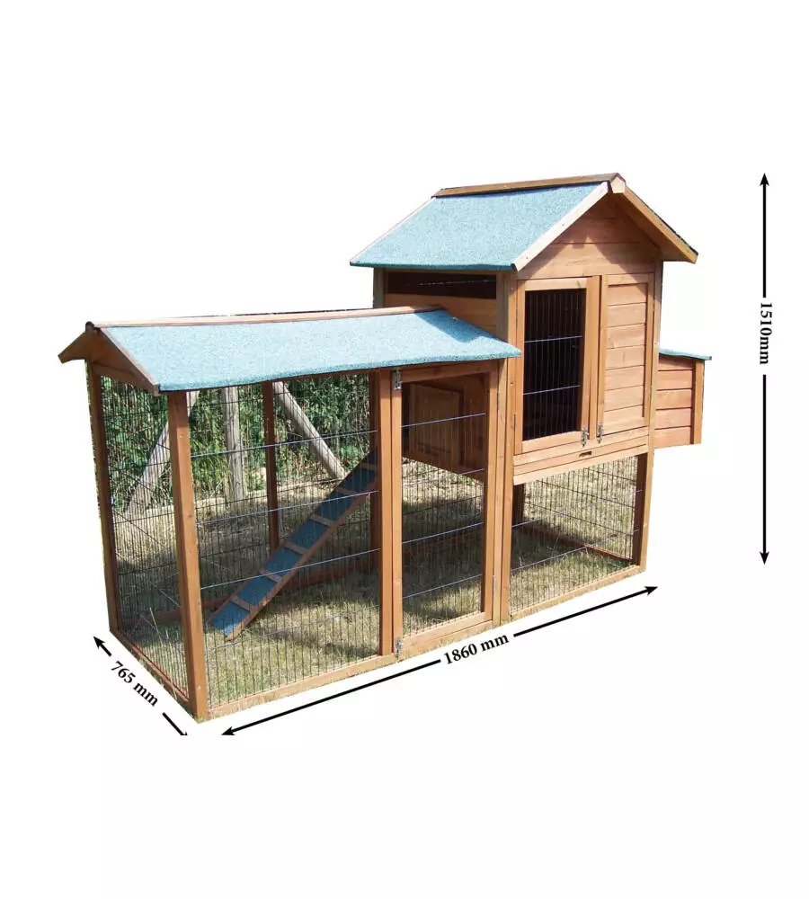 Casetta pollaio per galline habrita 'po 2309' in legno 227x94x151 cm