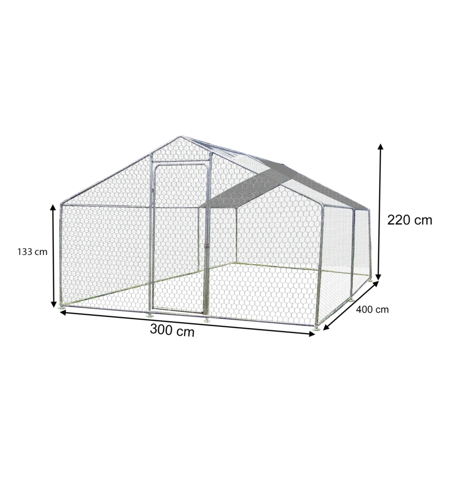 Recinto per animali habrita 'enc 3040 25 gjm' in acciaio zincato 300x400x220 cm