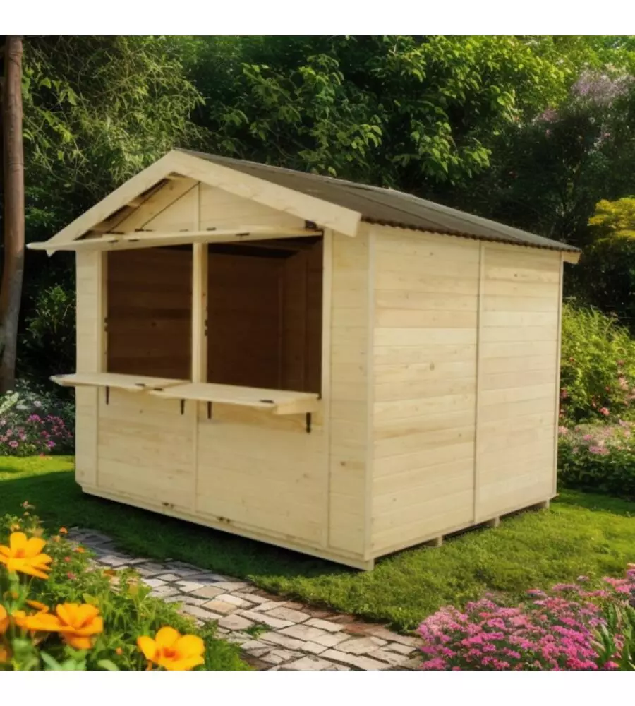 Chiosco in legno da esterno habrita "sylva 3624" 375x274x240 cm