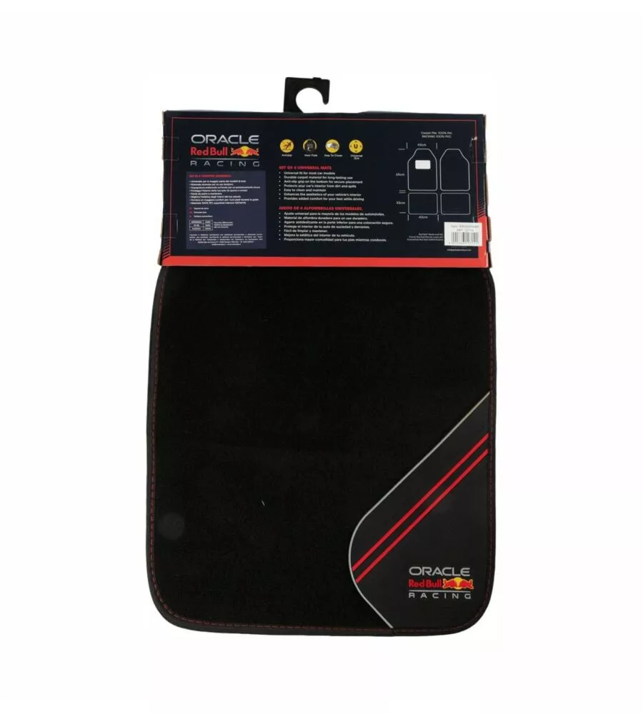 Set tappeti auto redbull "racing" nero e rosso 4 pezzi
