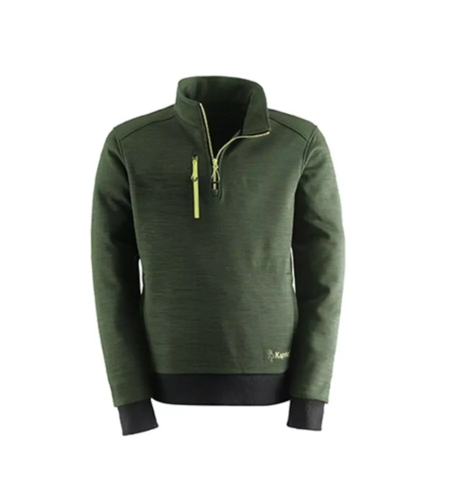 Felpa da lavoro kapriol "slick" con mezza zip verde tg l