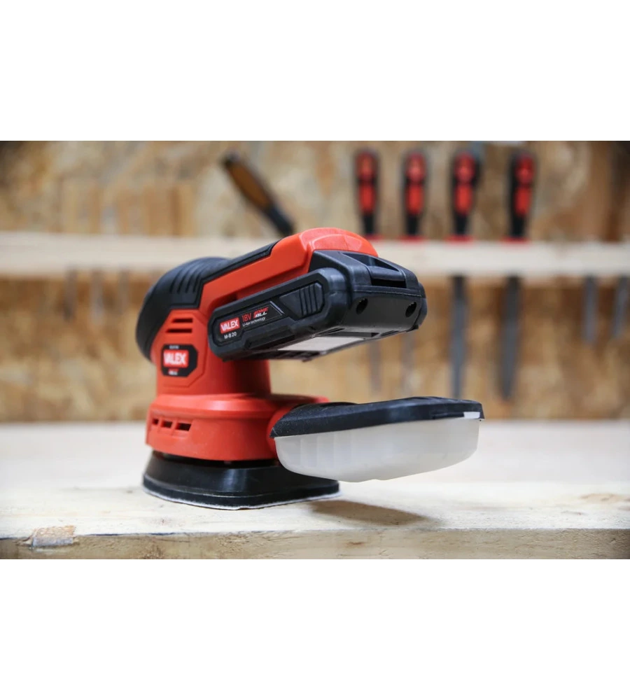 Levigatrice palmare a batteria valex - con batteria 2ah e caricabatterie