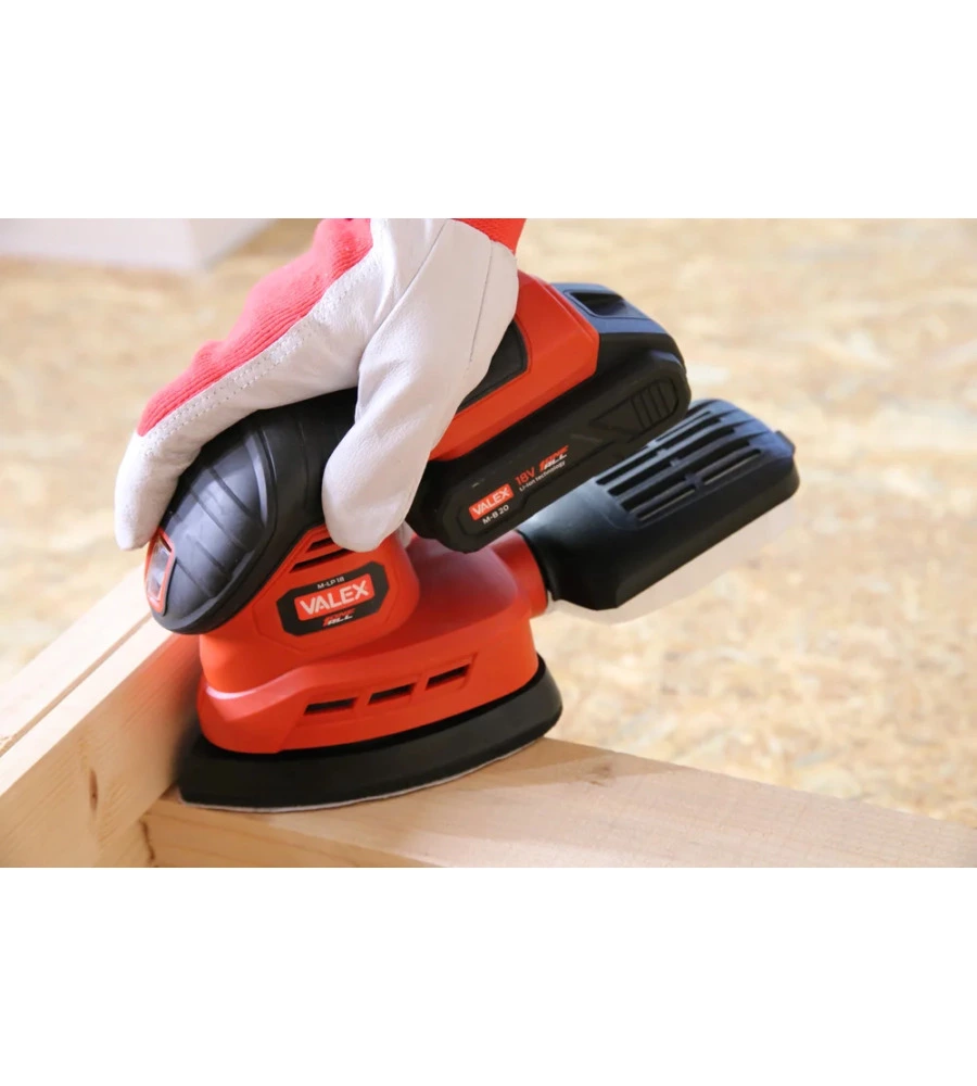 Levigatrice palmare a batteria valex - con batteria 2ah e caricabatterie