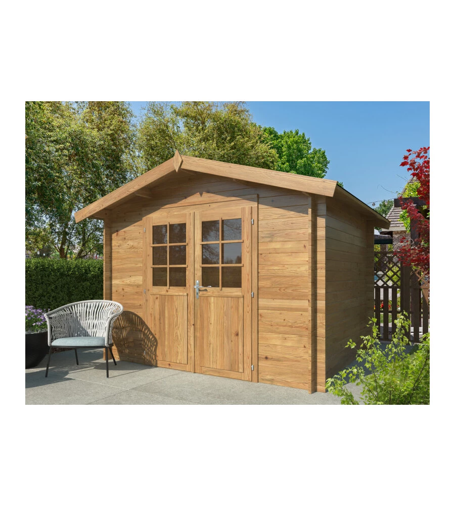 Casetta in legno da giardino "arisa" in abete impregnato 272x254x235 cm