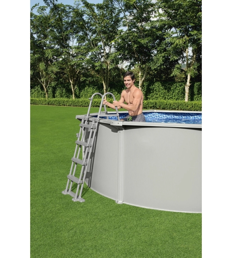 Piscina fuori terra rotonda bestway "hydrium" grigio chiaro 460x460x120 cm