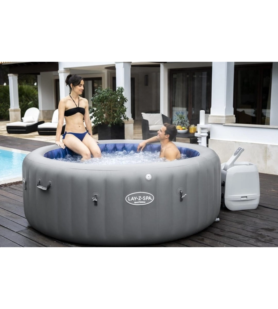 Piscina idromassaggio gonfiabile bestway "lay-z-spa santorini hydrojet pro" per 5-7 persone