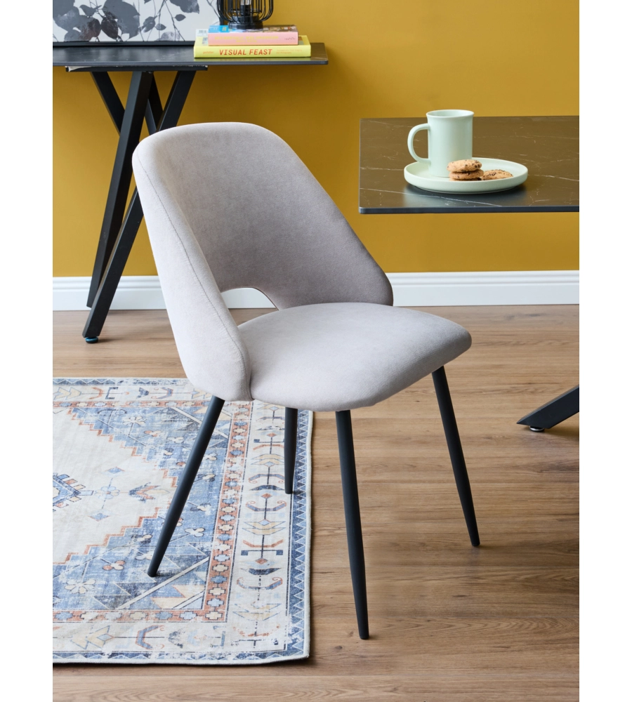 Sedia da pranzo "jamie" in tessuto beige 4 pezzi