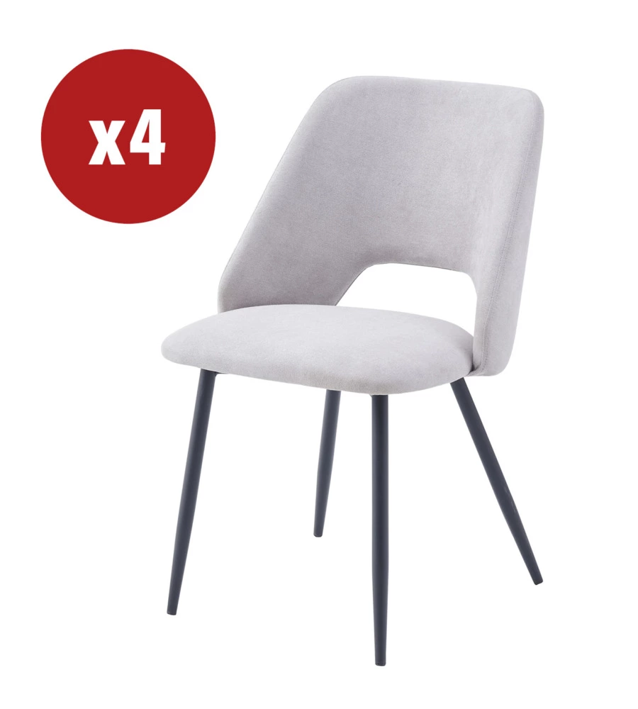 Sedia da pranzo "jamie" in tessuto beige 4 pezzi