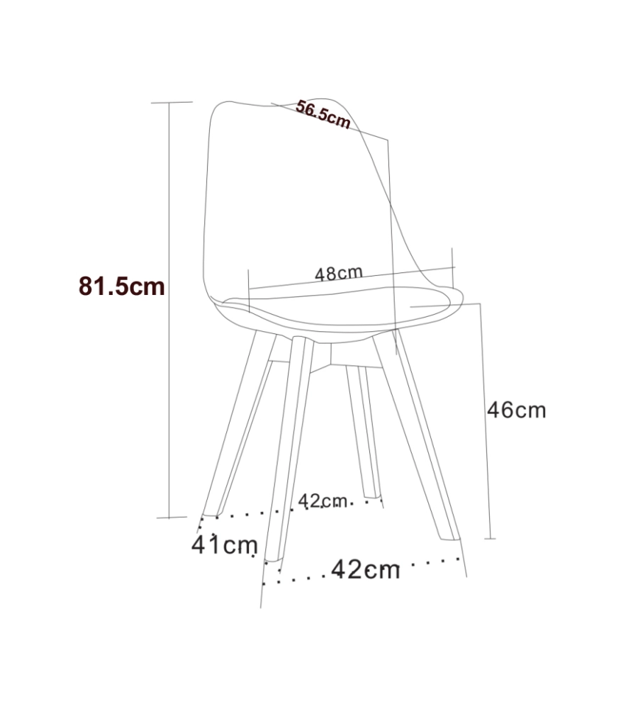 Sedia da pranzo 'kelly' bianca con gambe in legno in tinta 6 pezzi
