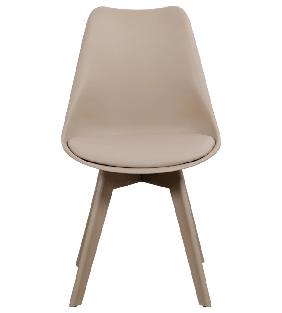 Sedia da pranzo "kelly" tortora con gambe in legno in tinta 6 pezzi