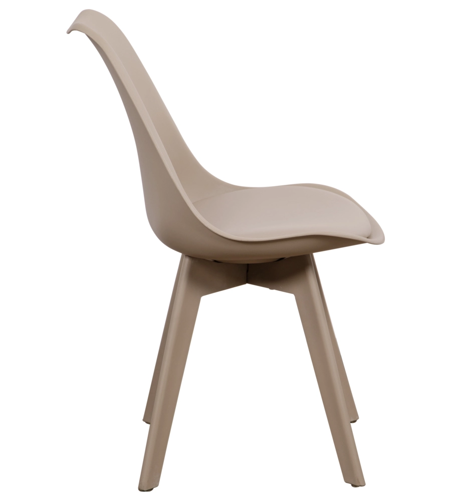 Sedia da pranzo "kelly" tortora con gambe in legno in tinta 6 pezzi