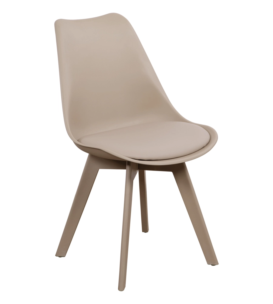 Sedia da pranzo "kelly" tortora con gambe in legno in tinta 6 pezzi