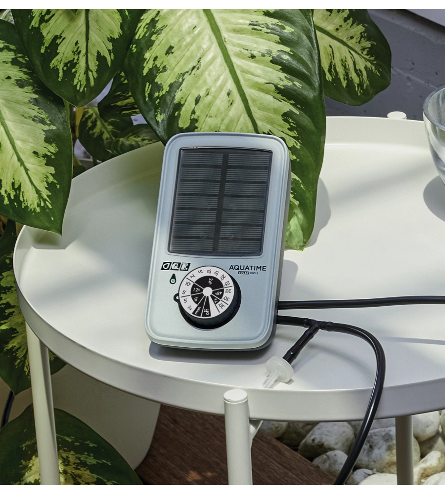 Programmatore d'irrigazione solare g.f. "aquatime solar uno.3 kit20" con 13 programmi per 20 vasi