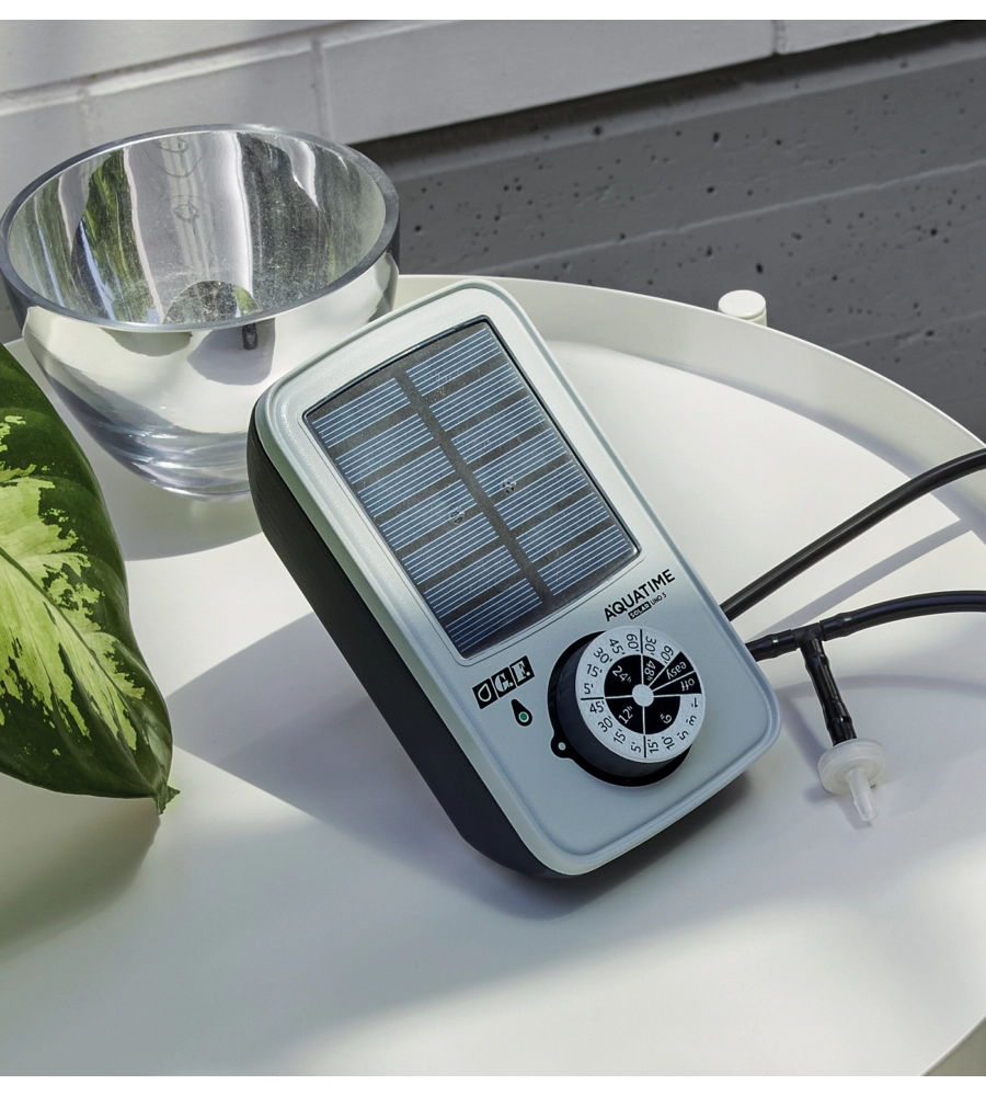 Programmatore d'irrigazione solare g.f. "aquatime solar uno.3 kit20" con 13 programmi per 20 vasi
