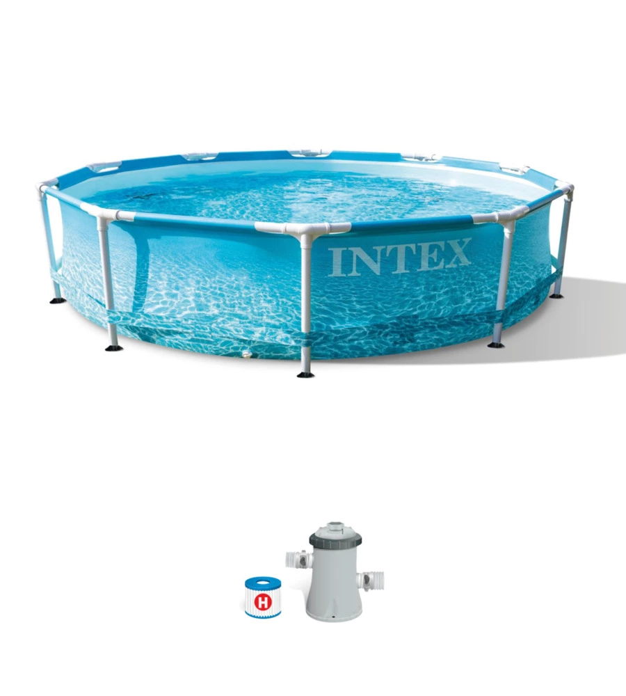 Piscina fuori terra rotonda intex "prisma frame beachside" 305x305x76 cm - cod. 28208np