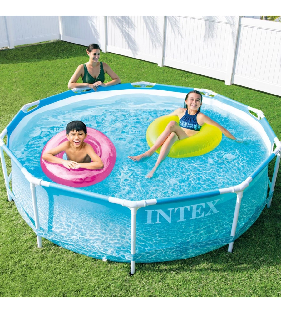 Piscina fuori terra con struttura rotonda intex "metal frame beachside" blu 305x305x76 cm - cod. 28206np