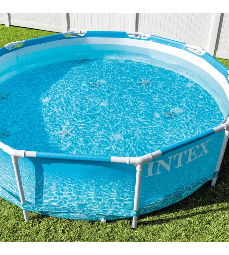 Piscina fuori terra con struttura rotonda intex "metal frame beachside" blu 305x305x76 cm - cod. 28206np