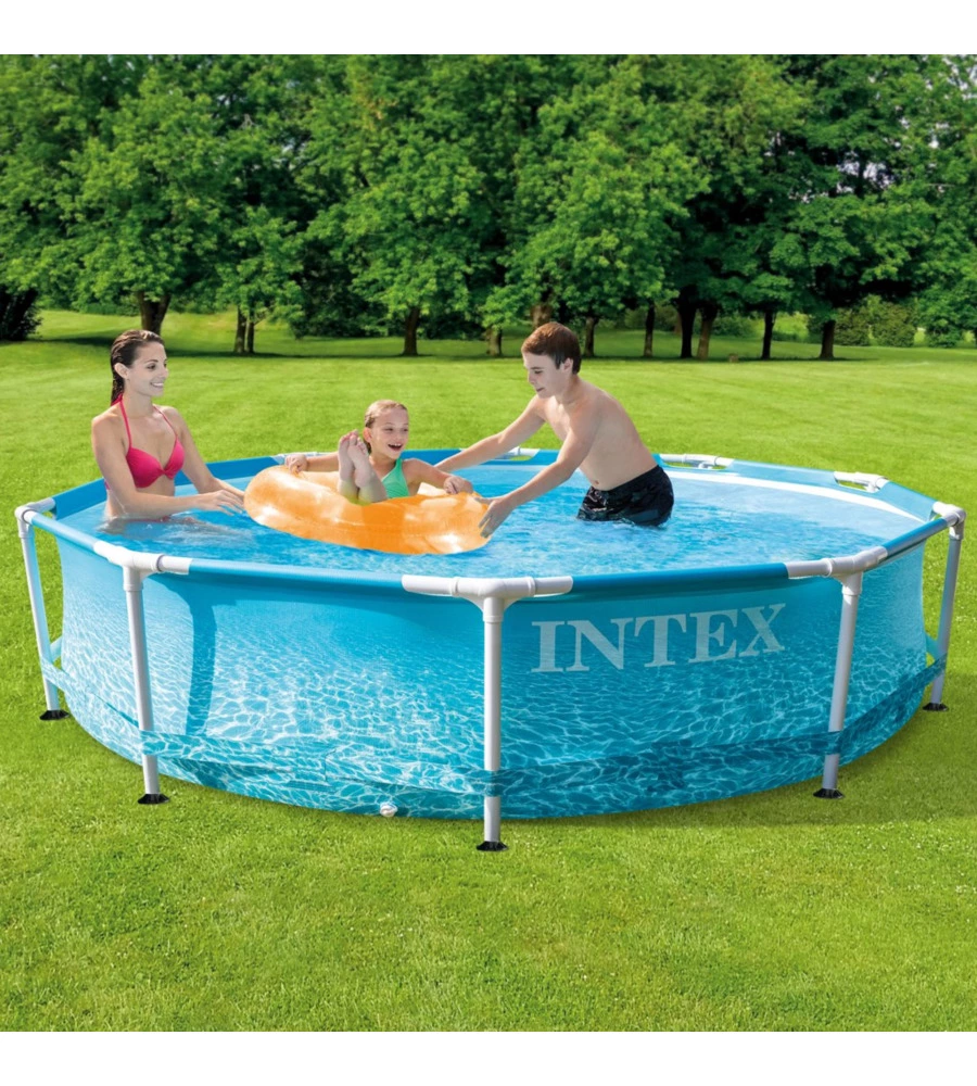 Piscina fuori terra con struttura rotonda intex "metal frame beachside" blu 305x305x76 cm - cod. 28206np