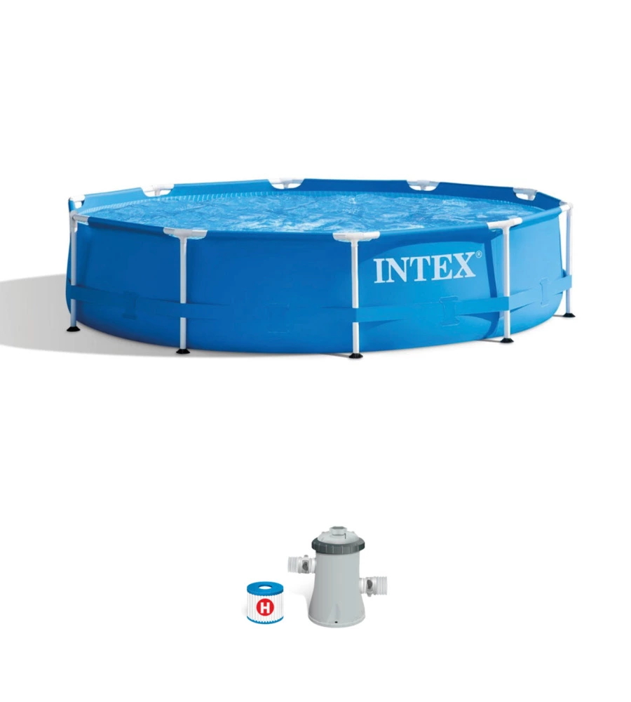 Piscina fuori terra con struttura rotonda intex "metal frame" blu 305x305x76 cm - cod. 28202np