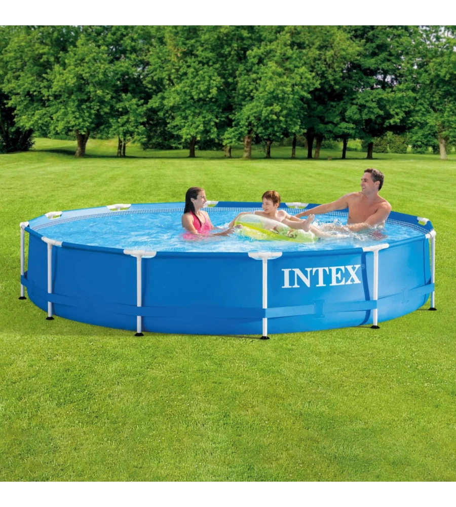 Piscina fuori terra con struttura rotonda intex "metal frame" blu 366x366x76 cm - cod. 28210np
