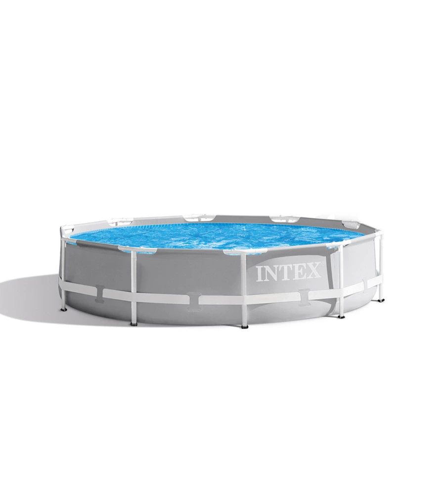 Piscina fuori terra con struttura rotonda intex "prisma frame" griogio chiaro 305x305x76 cm - cod. 26702np