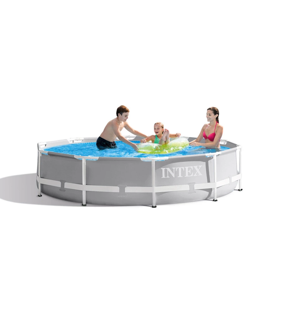 Piscina fuori terra con struttura rotonda intex "prisma frame" griogio chiaro 305x305x76 cm - cod. 26702np