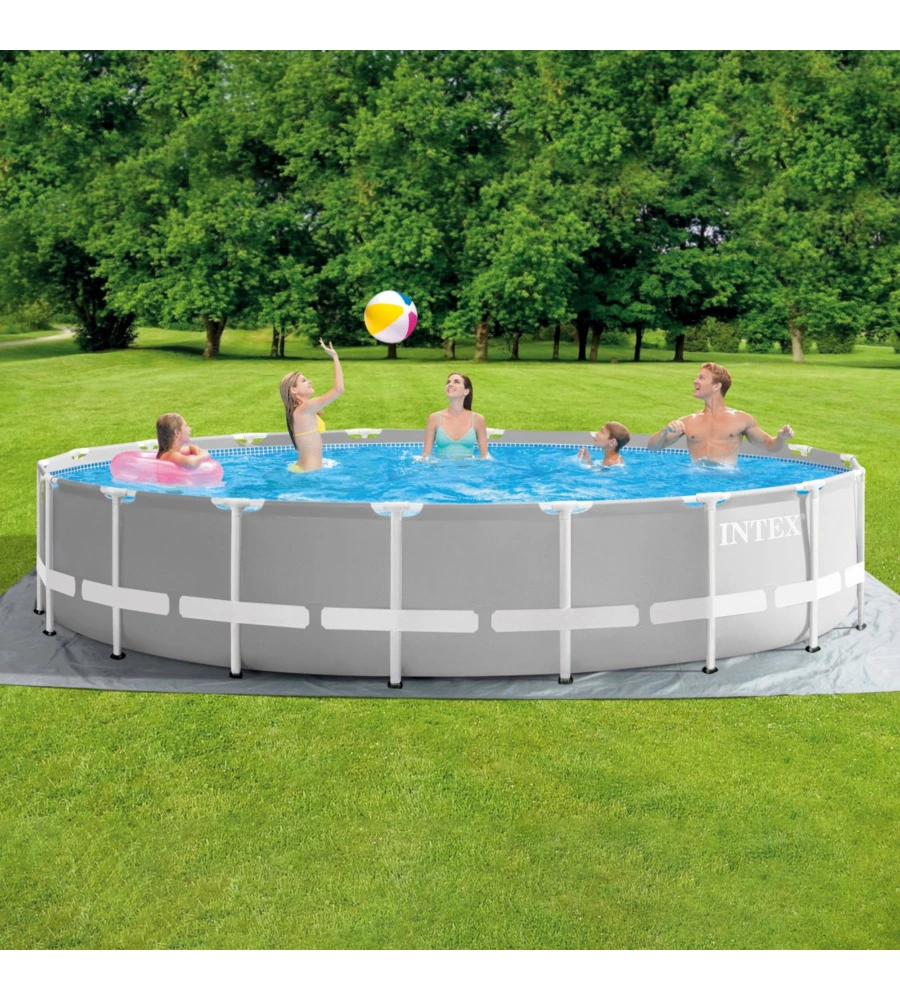 Piscina fuori terra con struttura rotonda intex "prisma frame" grigio chiaro 549x549x122 cm - cod. 26732np